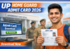 UP Home Guard Admit Card 2026 Released, Download Hall Ticket Online UP Home Guard Admit Card 2026 thumbnail showing Indian student holding admit card with government office background.