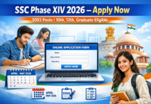 SSC Phase XIV Recruitment 2026: Apply Online for 3003 Posts | 10th, 12th & Graduate Eligible SC Phase XIV Recruitment 2026 apply online for 3003 posts 10th 12th graduate jobs