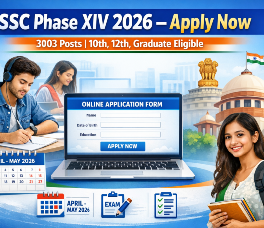 SSC Phase XIV Recruitment 2026: Apply Online for 3003 Posts | 10th, 12th & Graduate Eligible SC Phase XIV Recruitment 2026 apply online for 3003 posts 10th 12th graduate jobs